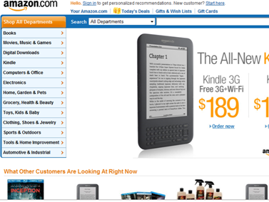 Amazon home page in 2010